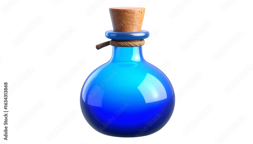 Poster Game blue potion icon 3d rendering on isolated background on the transparent background. PNG Format