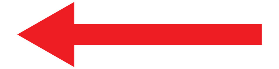 Long arrows. Red arrow pointing vector. Red left arrow icon. Straight long arrow pointing . Vector red long arrow icon. Thin long arrow vector icon. A solid long arrow pointing  on  white background.