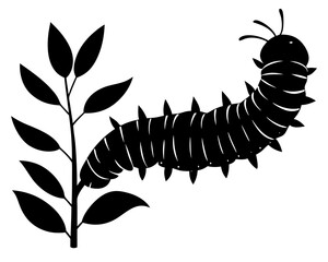 Caterpillar on Plant Silhouette