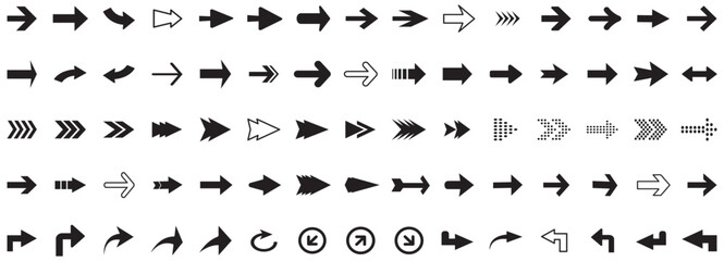 Arrow icon set. Arrow. Cursor. Collection different arrows sign. Black vector arrows icons. Vector illustration 
