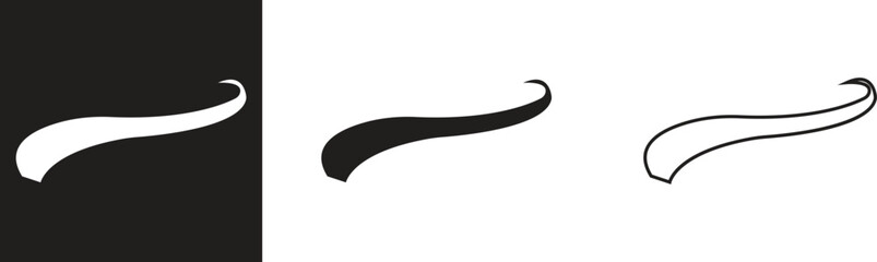 Swoosh Icons Vector Set, Collection and Group, Speed Motion Swirl Curves, Dynamic Wave Tail Shapes, Minimal Flat Line Style, Monochrome Silhouette Graphic Bundle for Logo, Sport and Abstract Design