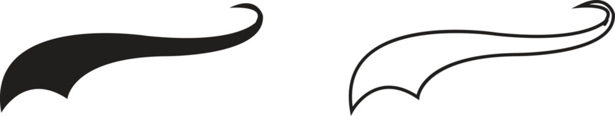 Swoosh Icons Vector Set, Collection and Group, Speed Motion Swirl Curves, Dynamic Wave Tail Shapes, Minimal Flat Line Style, Monochrome Silhouette Graphic Bundle for Logo, Sport and Abstract Design