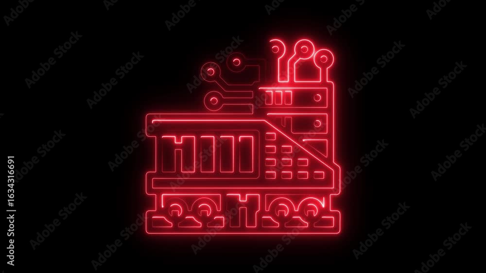 Poster futuristic tech circuitry neon glow abstract design red glowing lines on black background digital te