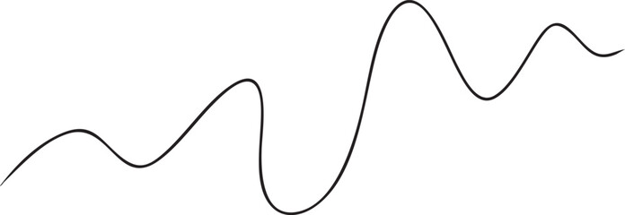 A black, single line forming a large, flowing, and continuous loop with smooth curves. Freehand drawing