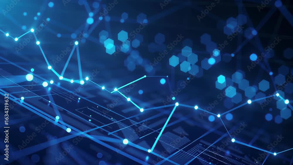 Poster analyzing data trends digital space infographic tech environment abstract concept