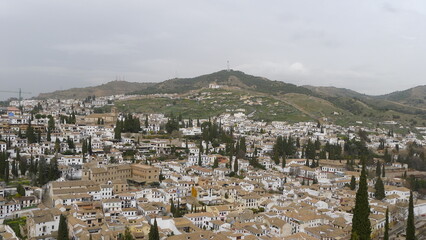 Fototapeta premium The White Houses of Albaicín from the Alhambra Fortress, Granada