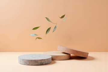 three wooden boxes with leaves flying out of them