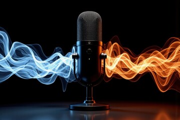 a microphone with smoke coming out of it