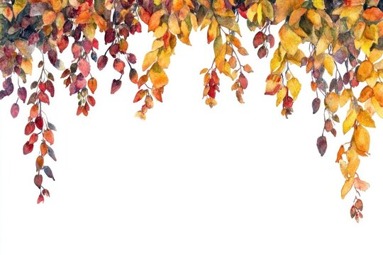 Hanging lydian broom flowers illustration watercolor autumn.