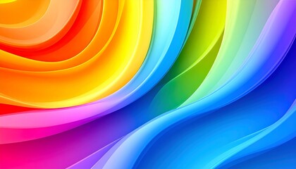 Realistic HD abstract background for June, rainbow palette with bold and bright colors, smooth gradients and vibrant flowing lines symbolizing Pride Month, soft luminous textures, inclusive joyful ton