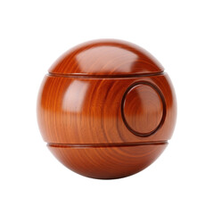 Fototapeta premium Elegant polished wooden sphere with circular detail showcasing natural grain and smooth finish