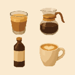 Coffee Brewing Equipment and Drink Icons