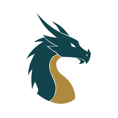 Modern Dragon head logo - Mythical creature silhoutte design 