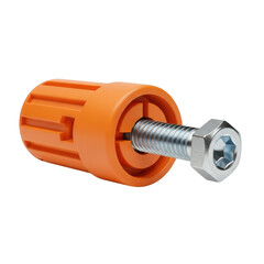 Orange wire connector with metal screw isolated on transparent background