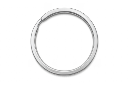 Realistic metallic key ring on transparent background