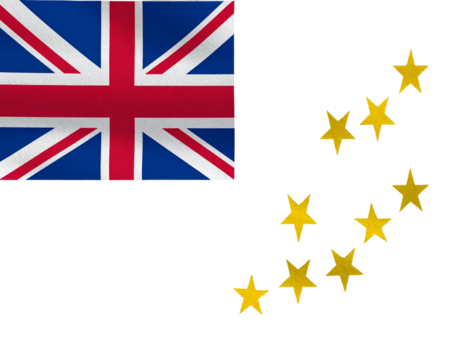 Vintage-Style Tuvalu Flag with Faded Colors and Torn Edges, Waving Effect PNG