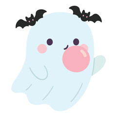 Obraz premium Trendy Cute Bubblegum Ghost Halloween Pumpkin Clipart t-shirt, Spooky Horror Characters illustration, Ghost Doodle design sublimation 