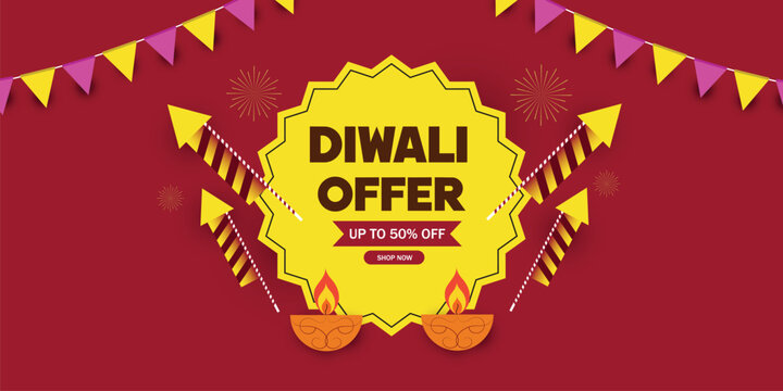 Diwali sale background with offer details banner for Indian festival Diwali celebration