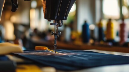 tailoring and fashion design process, sewing machine, chalk markings, mannequin
