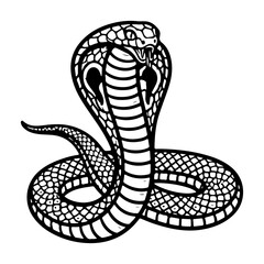 Fototapeta premium Black and White Cobra Snake Illustration with Detailed Scales and Hood vector