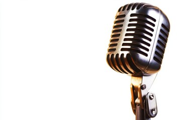 Fototapeta premium Vintage microphone isolated on white background