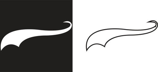 Swoosh Icons Vector Set, Collection and Group, Speed Motion Swirl Curves, Dynamic Wave Tail Shapes, Minimal Flat Line Style, Monochrome Silhouette Graphic Bundle for Logo, Sport and Abstract Design