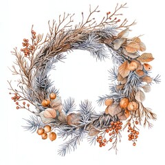 Wreath illustration botanical elements.