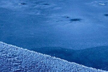 Frozen Lake Surface Texture with Frosty Blue Winter Abstract