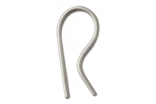 Metal wire forming a hook shape on a transparent background