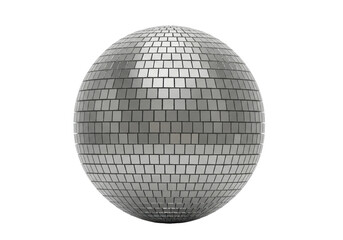 Isolated Silver Disco Ball with Reflective Tiles