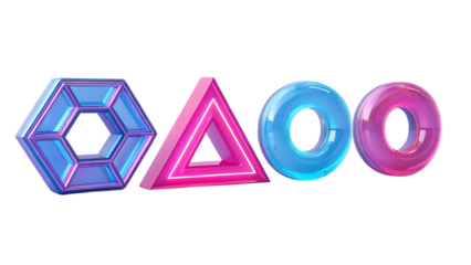 Abstract Geometric Shapes with Neon Lighting and Vibrant Colors in a Modern Design Aesthetic for Contemporary Art Projects
