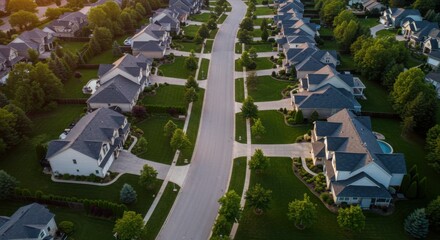 Obraz premium Aerial view suburban residential neighborhood