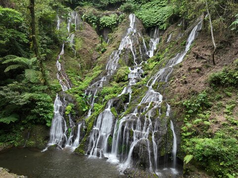 Tropical Waterfall in the Jungle of Bali

