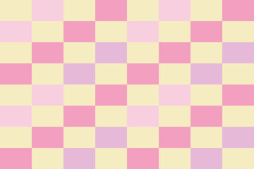Pink and yellow checkered, Square grid pattern, seamless geometric design for fabric, clothes, fashion, tiled floor, background, carpet, wallpaper, wrapping, rugs, cover, cushion, PowerPoint