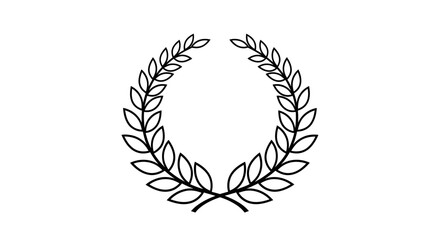 Minimalist Laurel Wreath Vector Illustration with Black Outline Organic Design
