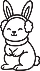 Fototapeta premium Christmas Bunny Minimal Line Art