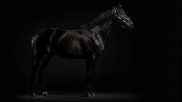 Dramatic dark horse silhouette in studio setting high quality image perfect for commercial or editorial use