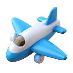 Naklejka premium 3d blue and white toy airplane