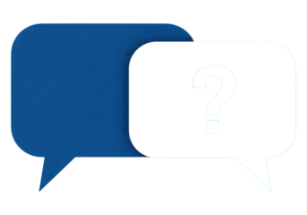 Two speech bubbles one with question mark isolated on transparent background