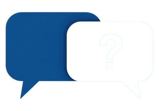 Two speech bubbles one with question mark isolated on transparent background
