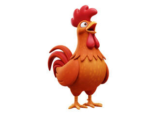 Isolated Cartoon Rooster Crowing