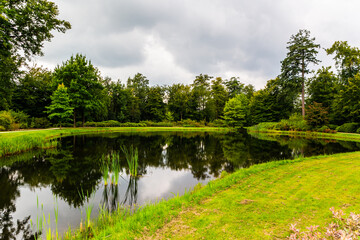 castle garden from castle Cannenburch near Vaassen in Gelderland, Netherlands 