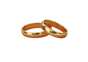 Isolated Two Golden Wedding Rings Intertwined