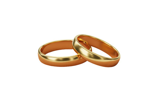 Isolated Two Golden Wedding Rings Intertwined