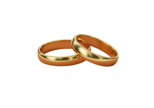 Isolated Two Golden Wedding Rings Intertwined - Powered by Adobe