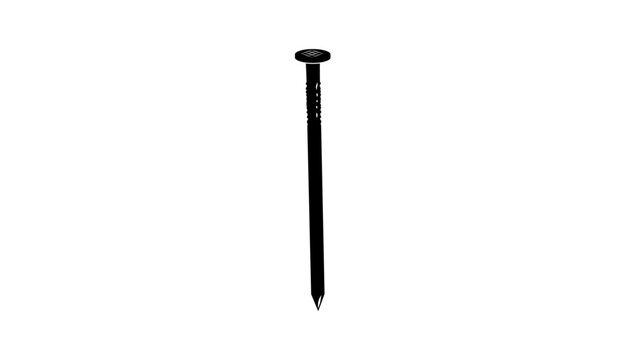 metal nail, black isolated silhouette
