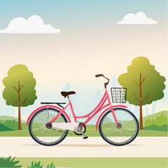 Naklejka premium Whimsical bicycle illustration evoking a sense of outdoor adventure and retro charm