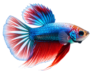 Glowing Neon Tetra in Side View with Luminous Stripes – Transparent Background