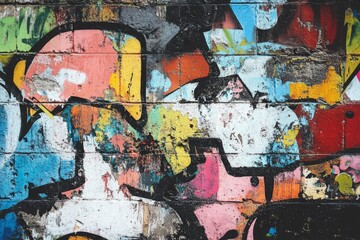 Fototapeta premium Vibrant abstract urban graffiti mural with dynamic flowing colors. Neural network AI generated