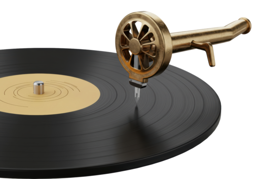 Isolated Vinyl Record Player Needle on Disc